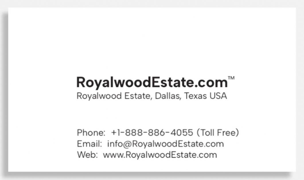 Royalwood Estate Business Card Royalwood Estate Business Card Royalwood Estate Business Card